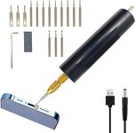 Cell Phone Damaged Screw Extractor Kit, Handheld Electronic Cut Set for Small Screw,12 Heads for 4 Size, USB 5V Power Supply, iPhone Repair,Screw Extractor for iPhone/Laptop/Pad/Cell Phone