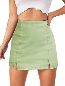 Floerns Women's Casual Split Hem High Waist Denim Skorts Skirt Shorts Light Green XXL