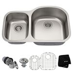 Kraus KBU25 32 inch Undermount 60/40 Double Bowl 16 Gauge Stainless Steel Kitchen Sink