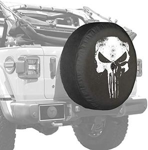 Boomerang - Soft JL Tire Cover for use with 2018-2019 Jeep Wrangler JL Sport & Sahara (with Back-up Camera) - Distressed Punisher Skull 32" - 245/75R17, 255/70R18 & 255/75R17