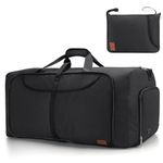 100L Trave Duffle Bag for Men, Foldable Large Duffle Bag for Travel with Shoe Compartment, Gym Overnight Weekender Bag for Men Women, Waterproof & Tear-Resistant, Black