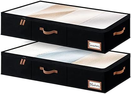 StorageWorks Underbed Storage Bins, Under Bed Storage Containers with Zippers, Closet Organizer for Clothes, Blankets, Black, Jumbo, 2 Pack