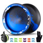 MAGICYOYO V10 Black Blue Unresponsive Yoyo Professional Yoyo with 12 Yoyo Strings, Yoyo Case, Yoyo Glove