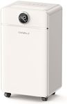 CHIVALZ 12L/24H Dehumidifiers for Home, Bedroom & Bathroom, LED Display and 24H Timer, Interior Dehumidifier with Automatic Defrosting, 2L Water Tank & Drainage Hose, White, 1 Pack+3 Modes