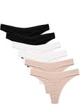 Ekouaer Thong Panties for Women No Show Thong Underwear No Show Hipster 6 Pack