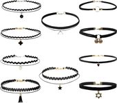 SZJYKF Choker Necklace, Black Womens Chokers Gothic Collar Lace Velvet Chocker Pendant Necklaces Set for Women