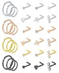 MODRSA 18g Nose Rings Nose Rings Hoops Nose Ring Surgical Steel 18 Gauge Nose Rings 18g Nose Piercings Jewelry Nose Rings for Women Silver Nose Rings Nose Jewelry Rose Gold Black