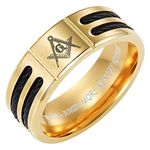 Willis Judd MasonicMan Men's Masonic Titanium Ring (Rope Insets, Latin Engraving)