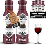 Karviva Unwined Non-Alcoholic Wine Alternative – Low-Sugar Organic Malbec with Herbal Anti-Inflammatory Blend, Sulfite-Free, Perfect for Mocktails & Cocktails (4 BPA-Free Bottles, 12 oz Each)