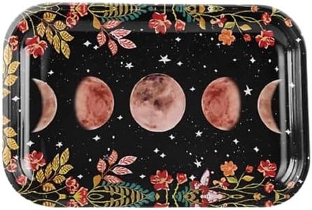 Moon Phase Rolling Tray for Women - Cute Celestial Large 11" X 7" Spiritual Astrology Tobacco Smoking Accessories for Girls Gift - Vanity Stone Crystal Holder - Witch Spiritual Decor for Teens