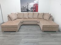 Bespoke Beds EASTON U SHAPED SOFA SOFT VELVET FABRIC CORNER SOFA (MInk)