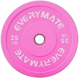 EVERYMATE 25LB Olympic Bumper Plates Pink Bumper Plates Set Weight Plates for Cross Training and Olympic Weightlifting, 2 Inch Bumper Plates,1 Bumper Plate