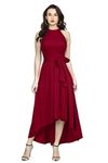 QUEEN ELLIE Women's Western High Low Knee Long One Piece Dress Burgundy