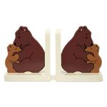 Bear Hug Wooden Bookends For Kids | Childrens Book Ends | Book Stoppers For Shelves, Kids Room or Nursery Decor - Hand Made in UK