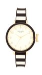 Kate Spade New York Women's Park Row Quartz Metal and Silicone Watch, Color: Black/Gold, Stripes (Model: KSW1313)
