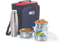 STEELLOCK Lunch Box, Stainless Steel Containers, Leak Proof with BPA Free Air Tight Lids, Fabric Jacket (1600ml + 600ml Bottle)