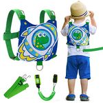 Lehoo Castle Toddler Reins, 4 in 1 Baby Reins Walking Harness Dinosaur, Reins for Toddler with Anti Lost Wrist Link, Toddler Harness for Walking 1-3 Years (Green)