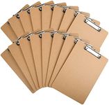 Happyhapi 16 Pack Clipboards Letter Size 9" x 12.5" Eco-Friendly Wood Clip Boards Hardboard for A4 Paper Low Profile Clip for Office, School, Classroom Supplies, Hospital, Traveling, Party, Brown