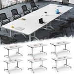 Folding Office Conference Table for 2-10 Person, Modern Business Furniture Conference Room Tables for Schools Classrooms,Training, Seminar, Large Rectangle Meeting Desk with Caster Wheels