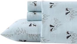 Eddie Bauer Dog Friends Flannel Sheet Set, Blue, Queen