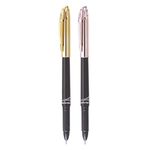 FLAIR Writometer Rose Gold & Gold Executive Ball Pens | 0.6 mm Tip Size | Advanced Fluid Ink System | Smooth & Fine Writing | Blue Ink, Blister Set Of 2 Pens