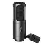 FIFINE Studio XLR Microphone, Dynamic Podcast Mic for Vocal, Recording, Streamer video, Voice Over, Metal Microphone with Cardioid Pattern, Black-K669D