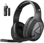 EKSA 2.4GHz Wireless Gaming Headset with Noise Canceling Microphone for PS5, PC, PS4 Bluetooth Gaming Headphones with USB & Type-C Connector, 52Hrs Battery PC Headset for Switch, Laptop, Mobile, Mac