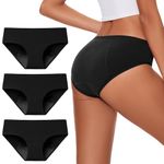 Molasus Period Underwear for Women Washable Incontinence Pants High Absorbency Protective Menstrual Knickers Ladies Postpartum Bladder Control Leakproof Cotton Briefs Multipack Black Medium