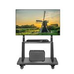 Hellsehen Mobile TV Cart,Rolling TVs Cart on Wheels Height Adjustable Heavy-Duty Floor Stand Base for 42-86 Inch LCD LED OLED Flat Panel Screens Smartboard Movable Holds up to 176lbs with Shelf