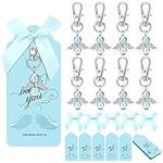 MOVINPE Party Favors Angel Keychains 20 Sets, 20 Angel Keychain, 20 Thank You Tags, 20 Bowknots, Guest Return Gift for Baby Boy Shower Wedding Anniversary Supplies