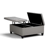 Simpli Home Harrison Coffee Table Storage Ottoman, Dove Grey