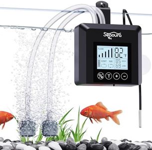 USB Rechargeable Portable Aerator Fish Tank with Digital Thermometer, Battery Powered Silent Air Pump Aquarium Bubbler for Bait Bucket 2.5w, Fishing Oxygen Pumps for Outdoor, Power Outages