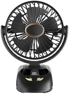 Clip Fan, Clip and Desk Personal Rechargeable Fan with Sturdy Clamp,5 Speed,6 Inch, Quiet Stepless Speed Regulation 180° Rotation, Portable Desk Fan with Clip for Office Home Stroller Car (Black)