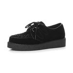 Ajvani Mens lace up Goth Punk Rockabilly Brothel Creepers Teddy boy Shoes, Black Suede, 9 UK