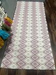 AWARD VELVETS Jacquard Bedside Runner Carpet - Cotton & Viscose Rug (55cm x 140cm) (pink and white)