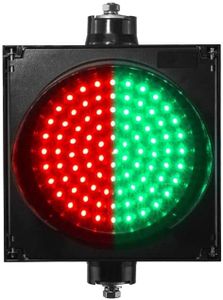 BBMi 8inch Red and Green 2 in 1 Traffic Light, Stop and Go LED Light, Black PC Housing Clear Lens Traffic Lamp, Outdoor Waterproof IP65 Industrial LED Traffic Stop Light (85-265V AC).