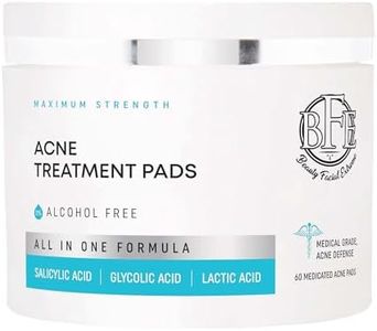 Acne Treatment Pads- Contains Salicylic, Glycolic, & Lactic Acid for Face & Body. Eliminates Oily Skin, Clogged Pores & Cystic Breakouts. Remover for Dark Spots, Whitehead & Blackhead Pimples.