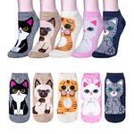 Justay Comf 5 Pairs Womens Ankle Socks Cute Animal Cat Dog Funny Cotton Ladies Socks for Women Girls Gifts(one size/pink)