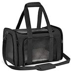 Qlfyuu Cat Carrier Dog Carrier Portable Pet Carrier, Soft Sided Cat Carrier Medium Small Airline Approved, Foldable Bunny Puppy Cat Carrier up to 15lbs, Cat Bag Carrier for Travel(Black,Medium)