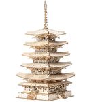 ROBOTIME 3D Puzzles Wooden Model Kits To Build Adults DIY Five-Storied Pagoda Mechancial Building Construction Creative Jigsaw Best Gift for Teens