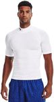 Under Armour Men's HeatGear Comp Mock Short Sleeve T-Shirt, White (100)/Black, Small