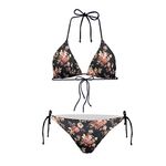 Coloranimal Art Flower Triangle Bikini Set Padded Swimsuit Quick Dry Swimsuit Bathing Suit Sports Wear for Beach S