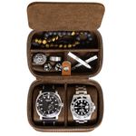 ROTHWELL 2 Watch Travel Case Storage Organizer for 2 Watches | Tough Portable Protection w/Zipper Fits All Wristwatches & Smart Watches Up to 50mm