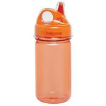 Nalgene Kids Sustain Grip-N-Gulp Water Bottles Made with Material Derived from 50% Plastic Waste, Leak Proof Sippy Cup, Durable, BPA and BPS Free, Dishwasher Safe, Reusable, 12 Ounces, Orange