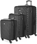 SwissGear Lightweight Expandable Spinner, Black Wave, 3-Piece Set