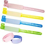 SwirlColor Kids id Wristband, 100 Pack Disposable Event Wristbands PVC ID Band for Children Safety Bracelet - (Kids, Pink+Blue+Green+Yellow)