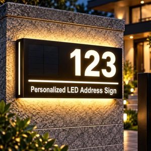 Custom Solar LED House Number Sign, Personalized Acrylic Address Plaque