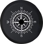 JL Series Spare Tire Cover with Backup Camera Hole Compass Sun Dial Black 32 in