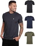 INTO THE AM Men's Fitted T-Shirt 3-Pack - Premium Modern Fit Crew Neck Basic Logo Tees Shirts for Men (Charcoal/Navy/Olive XX-Large)