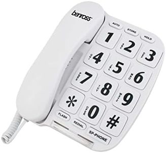 Benross 44580 Jumbo Big Button Home Landline Telephone for Elderly and Disabled/White/Hands Free Function/Adjustable Volume/Number Memory and Redial Function/Desk or Wall Mountable